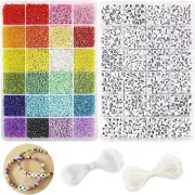 10800pcs 3mm 8/0 Glass Seed Beads Craft Beads Kit and 1200pcs Letter Alphabet