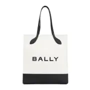 [Bally] Bally-White And Black Logo Shopping Bag-Donna OS OS