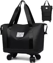 [Generic] Beente Travel Bag with Wheels, 2025 New Large Capacity Travel Bag - Universal Wheel Removable, Expandable Foldable Duffle Travel Bag (Black)