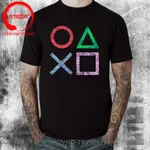 復古復古遊戲鈕扣 T 恤男遊戲標誌 T 恤男士朋克街頭服飾遊戲 T 恤 PS1 PS2 PS3 PS4 PS5 遊戲玩家