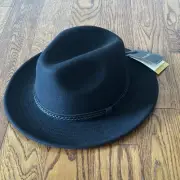 NWT Tilley Wool Montana Fedora Hat Ear Flaps 7 1/4 Medium Hidden Pocket UPF 50