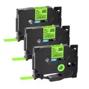 3PK Compatible with Brother P-Touch Tze D31 Fluorescent Green Label Tape 12mm