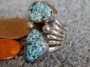 New Mens Black Spiderweb Turquoise Silver Ring Navajo Lorenzo James Size 10 1/2