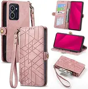 Case Compatible with Tecno Camon 20 Premier 5G,Compatible with Tecno Camon 20 Premier 5G CK9n【Zipper Wallet】【Card Holder】【Flip Stand】【Magnetic Buckle】 Lanyard PU Leather Cover Pink