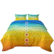 Multi Colored Spiritual Energy Yoga Symbols Coverlet