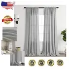Rustic Light Grey Linen Curtains 84" Long for Contemporary Bohemian Home Decor