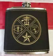 CIA Central Intelligence Agency SOG Special Ops Grp OSS Black Leather Flask