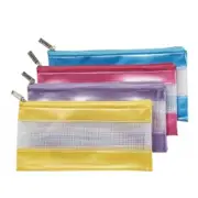 Stat Mesh Zip Plastic Pencil Case 228x114mm (Random Colour)