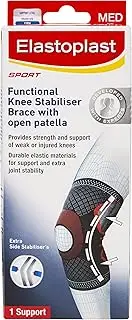 Elastoplast Sport Functional Knee Stabiliser Brace with Open Patella - Size Medium (1 Pack) | Compression Knee Guard | Supports Weak & Injured Knees | 4-Way Stretch for Flexibility