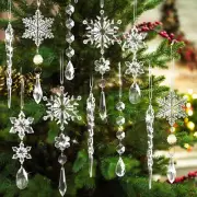 18Pcs Crystal Christmas Ornaments for Tree Decorations-Hanging Acrylic Snowflake