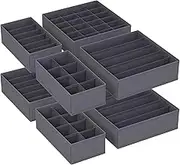 SONGMICS Set of 8 Underwear Drawer Organisers, Drawer Dividers, Foldable, for Bras Undies Socks Ties, Fabric Storage Boxes for Closet Wardrobe Shelves, Slate Grey RUS08GY