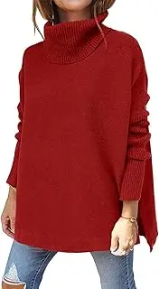 [Valtorixia] Women's Turtleneck Batwing Sleeve Pullover Oversized Turtleneck Sweater Knitwear