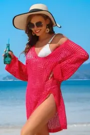 Crochet Side Split Beach Coverups Swimwear Dress
