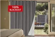 100% Blackout Curtains Linen Look Double Wide Bedroom Curtains Thick Blockout Curtains Eyelet for Living Room/Patio Door, Grey