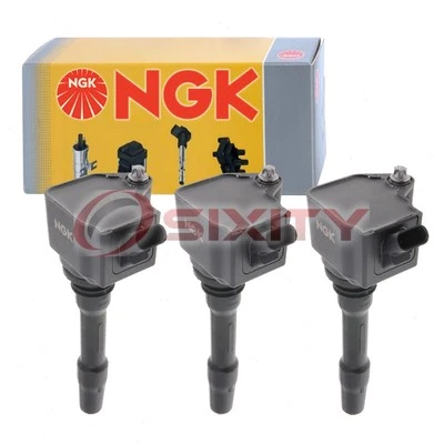 3 pc NGK Ignition Coils for 2014-2019 BMW i8 1.5L L3 Spark Plug Wire Boot ly
