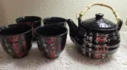 Japanese Style Ceramic Teapot Set with Diffuser and 4 Tea Cups NEW