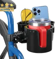 Wheelchair Cup Holder, 2-in-1, with Storage, for Walker/Rollator/Stroller