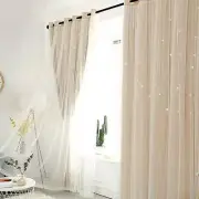 2M Star Blockout Blackout Curtains 2 Layers Eyelet Pure Fabric Room Darkening ༄