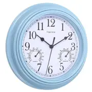 Wall Clock, Sweep Silent Movement Accurate Clocks with Temperature 9 inch Blue