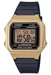 Casio Digital Illuminator Chronograph Gold/Black Resin Unisex Watch W-217HM-9AV