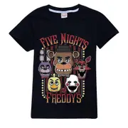 Five Nights at Freddy's FNAF Print Kids Casual T-Shirt Horror Gaming Fans Boys Girls Summer Short Sleeve Tee Tops Birthday Gift Black 11-12 Years