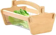 Wooden Fruit Bowl, Large Capacity Wood Fruit Bowls, Metal Frame Tray Stable Container for Serving Display Snack Potato Bread Food