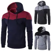 Mens Casual Hoodie Patchwork Color Hoodie Jacket Autumn And Men Fleece Hoodie