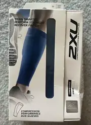New 2XU Compression Unisex Run Blue Compression Calf Sleeves Ua2762b Medium