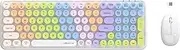 Wireless Keyboards and Mouse Combos, UBOTIE Colorful Gradient Rainbow Colored Retro Typewriter Flexible Keyboard, 2.4GHz Connection and Optical Mouse(White Colorful)