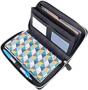 Tiabiaya PU Money Saving Wallet, A6 Cash Budget Envelope Wallet System, 12 Budget Sheets Envelopes, Binder Note for Budgeting and Saving Money, PU Leather Ring Binder
