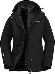 [Mountain Warehouse] Alaskan Womens 3 in 1 Short Jacket - IsoDry, Waterproof 10,000Mm & Breathable Coat with Taped Seams - Best for Autumn Winter, Outdoors & Wet Weather