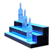 28" LED LIGHTED BAR SHELF, Three Step Liquor Bottle Glorifier, Back Bar Shelving