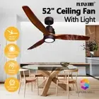 3 Blades 52 Inch Ceiling Cooling Fan with LED Lights Remote Control 5 Speed