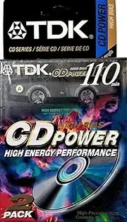 TDK CD Power 110 Cassette, 2pk High Bias Audio Cassette Tapes