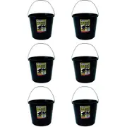 6x Homeleisure Reko Plastic Flexi Bucket Container w/ Handle Round 10L Black