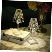 2pcs Crystal Table Lamp Touch Control Crystal Rose Lamp, 3-Color