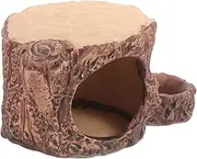 ibasenice Cooling Ceramic Hamster House Stump Shape Pet Hideout for Small Animals Comfortable Nest with Feeding Bowl for Resting and Sleeping Wear Resistant Design