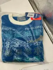 FUNZIEZ SNOWFLAKE SWEATER SPACE INVADER BLUE SIZE M--HALLOWEEN COSTUME--NEW