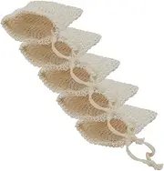 [HAMPPLIES] 5pcs Cotton Bathing Soap Bags Thick Soap Pouch with Exfoliating Mesh for Handmade Bath Storage