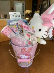 Hello KittyFood➕Fun EASTER Basket w/ Strawberry Bunny Plush ➕Sand Slime