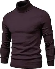 [JEShifangjiusu] Men's Turtleneck Sweater Long Sleeve Slim Fit Turtle Neck Sweater Thermal Tops Baselayer Pullover, Purple, XXL