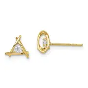 14k 14kt Yellow Gold Madi K CZ Weaved Triangle Post Earrings