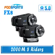 2X FX8 8 Rider Motorcycle Intercom Bluetooth Headset Helmet Motorbike Interphone