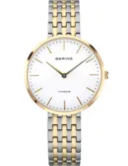 Bering 19334-010 White Dial Gold Titanium Womens Watch