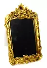Vintage ORNATE Gold Hollywood Regency Floral Easel Back Table Top Mirror 5" X 9"