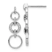 Solid 14k White Gold Simulated CZ Fancy Dangle Earrings