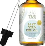 24K GOLD Emu Oil by Teak Naturals, 24 K Gold Organic Australian Emu Oil 4 oz Gold Line Series