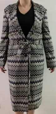 NWT Authentic MISSONI Belted Multicolor ZigZag Trench Coat Size IT40 ( M) $2950