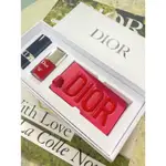 DIOR 皮革吊牌隨身鏡 旅行組 指甲油999 藍星唇膏999 DIOR禮盒