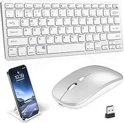 Wireless Keyboard and Mouse Set for iPad, Ultra-Thin Bluetooth Keyboard Mouse Combo,Switch up to 3 Devices, Quiet Adjustable 1600 DPI, Lag-Free for Computer, Laptop, PC, Windows, Mac, Chrome OS